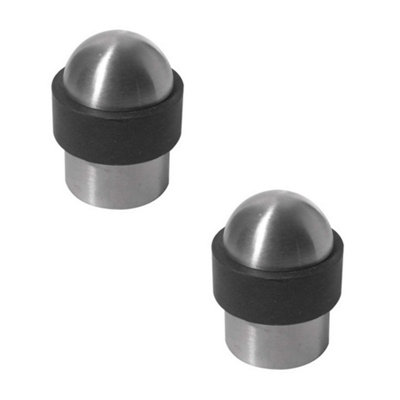 Loops 2 Pack Durable Stainless Steel Floor Mounted Door Stops30X45mm Satin FinishRubber Stopper Protector from B&Q