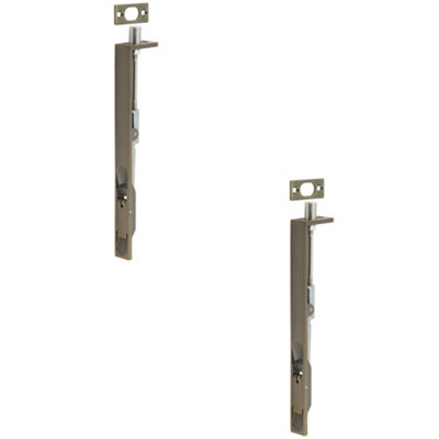 Loops 2 Pack Antique Brass Stainless Steel Flush Bolts 203mm X 20mm Square Forend from B&Q
