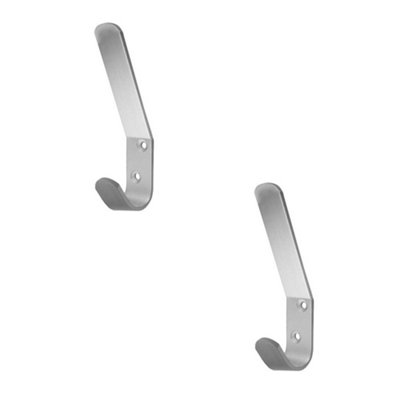B&Q -  2 Pack Stylish 125mm Satin Anodised Aluminium Hat And Coat Hook For HomeWall Mounted Clothing Hook