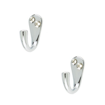 B&Q -  2 Pack Polished Chrome Single Robe Hook For Stylish OrganizationWall Mounted Clothing Hook