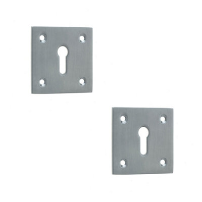 Loops 2 Pack Satin Chrome Square Door Escutcheon 50X50mm For Enhanced SecurityKey Hole Cover from B&Q