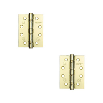 Loops 2 Pack Durable Grade 11 Electro Brassed Steel Ball Bearing Hinge 102X76mm For Heavy-Duty DoorsDoor Hinges from B&Q