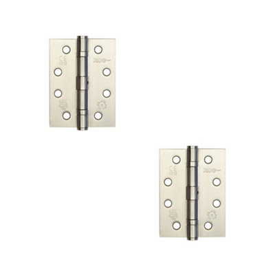 Loops 2 Pack Durable Grade 11 Satin Nickel Steel Ball Bearing Hinge 102X76mm For Heavy-Duty DoorsDoor Hinges from B&Q