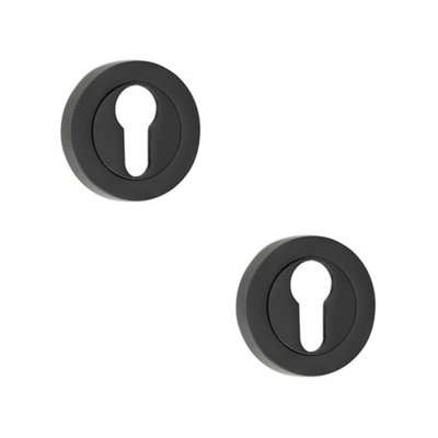 Loops 2 Pack Durable 50mm Black Euro Profile Escutcheon For Fire DoorsKey Hole Cover from B&Q