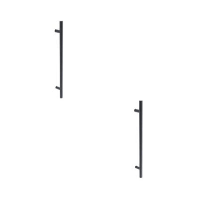 Loops 2 Pack Durable 600mm Matt Black Bolt Through Pull HandleDoor Handle from B&Q