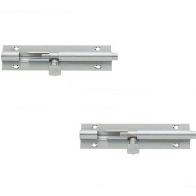 Loops 2 Pack Premium Brass Heavy Straight Barrel Bolts 200X38mm In Satin Chrome FinishDoor Bolt from B&Q