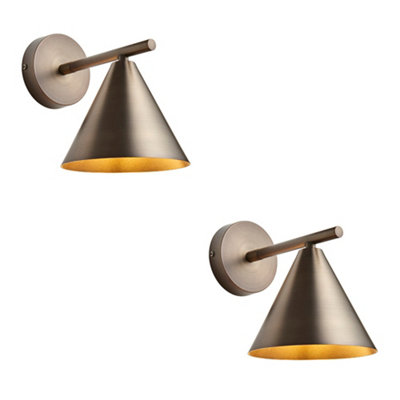 Loops Elegant 2 Pack Dimmable Wall Light Sconce In Antique Bronze Finish from B&Q