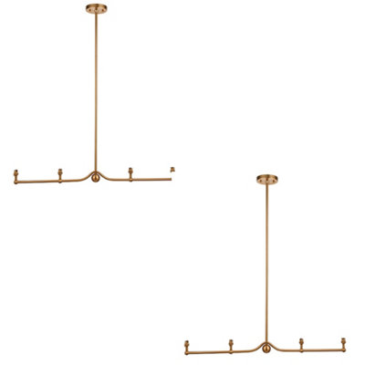 Loops Stylish 2 Pack Brushed Aged Brass Ceiling Pendant Lights With B22 Holders from B&Q