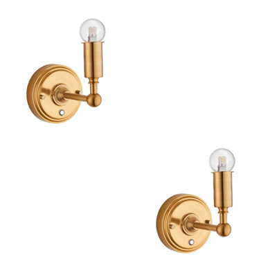 Loops Elegant 2-Pack Rechargeable Led Wall Lights With Touch Dimming In Aged Brass Finish from B&Q