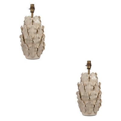 Loops Elegant Ivory Crackle Glaze Table Lamp Base Set2 Pack With Aged Brass Finish from B&Q