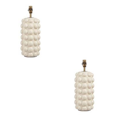 Loops Elegant 2 Pack White Crackle Table Lamp Bases With Brass Accents from B&Q