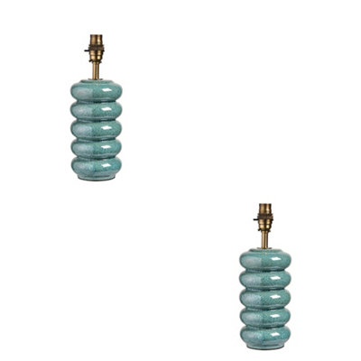 Loops Elegant 2 Pack Ceramic Table Lamp Bases With Ocean Spray Glaze And Brass Finish from B&Q