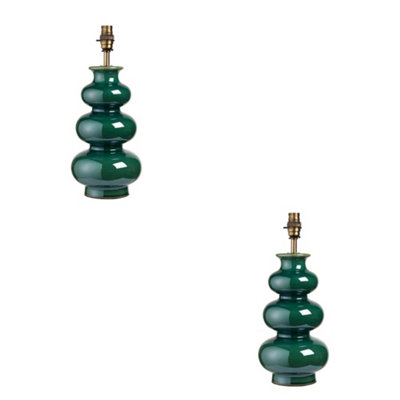 Loops Elegant Gloss Green Table Lamp Bases2 Pack With Aged Brass Accents from B&Q