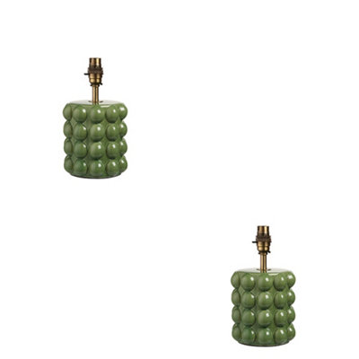 Loops Stylish Olive Green Ceramic Table Lamp BaseSet Of 2 With Brass Plate For Elegant Home Decor from B&Q