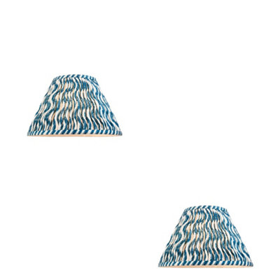 Loops Set Of 2 Elegant Handcrafted 30Cm Marlin Blue Tapered Lamp Shades With Pleated Design from B&Q
