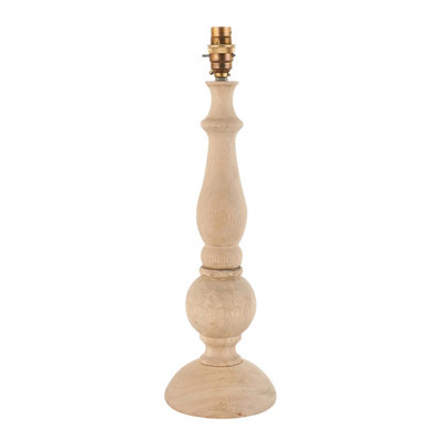 Loops Stylish Natural Wood Table Lamp Base With Aged Brass Accent from B&Q