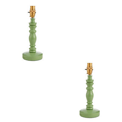 Loops Set Of 2 Elegant Wooden Table Lamp Bases In Satin Cotswold Green With Brass Accents from B&Q