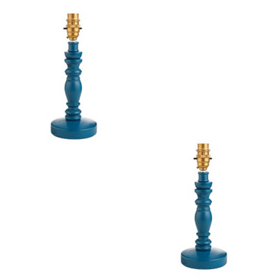 Loops Elegant Satin Marlin Blue 2 Pack Table Lamp Bases With Aged Brass Finish from B&Q