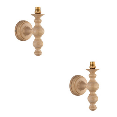 Loops Elegant Dimmable Wall Lights 2 PackNatural Ash Wood And Aged Brass Finish For Home Decor from B&Q