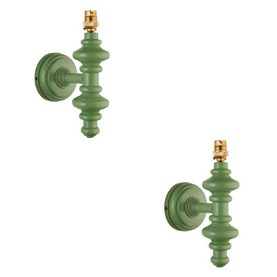 Loops Elegant Dimmable 2 Pack Satin Cotswold Green Wall Lights from B&Q