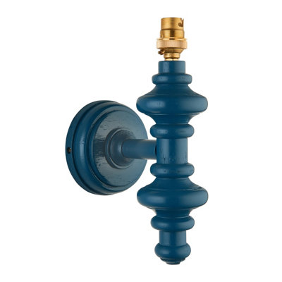Loops Elegant Dimmable Satin Marlin Blue Wall LightStylish Wooden Sconce For Modern Home Decor from B&Q