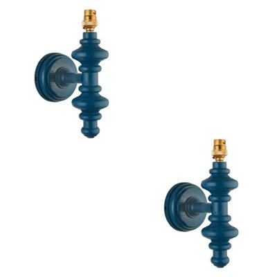 Loops Stylish 2 Pack Dimmable Wall Sconces In Satin Marlin Blue from B&Q