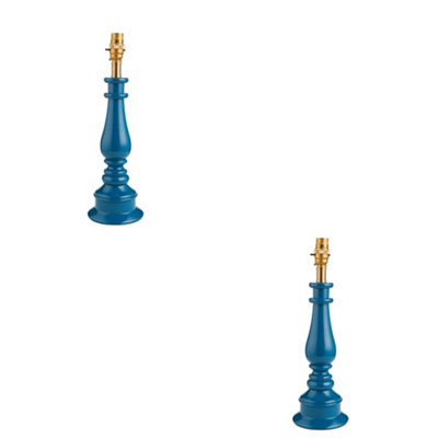 Loops Stylish Marlin Blue Table Lamp BasesSet Of 2 With Brass Accents from B&Q