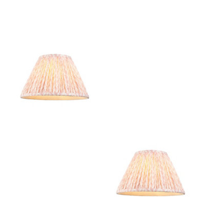 Loops Set Of 2 Peachy Pink Tapered Lamp Shades With Leaf DesignHandcrafted Elegance from B&Q