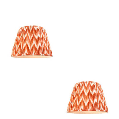 Loops Set Of 2 Stylish 40Cm Apricot Orange Tapered Lamp Shades With Unique Zigzag Pattern from B&Q