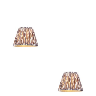 Loops Elegant Set Of 2 Handcrafted 20Cm Pearl Grey Tapered Lamp Shades With Pleated Design from B&Q