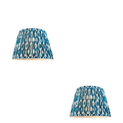 Loops Elegant Set Of 2 Handcrafted Marlin Blue Tapered Lamp Shades35Cm from B&Q