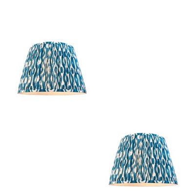 Loops Elegant Set Of 2 Handcrafted Marlin Blue Lamp Shades40Cm Tapered Design from B&Q