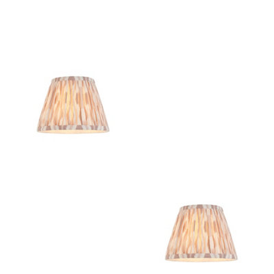Loops Elegant Set Of 2 20Cm Handcrafted Tapered Cylinder Lamp Shades In Neutral Fabric Print from B&Q