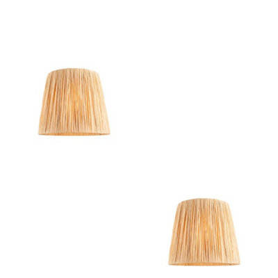 Loops Elegant 2 Pack Of Natural Raffia Tapered Cylinder Lamp Shades In Matt Black from B&Q