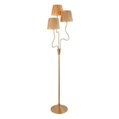 Loops Stylish 1560mm Tall Floor Lamp With Raffia Shades And Aged Brass Finish from B&Q
