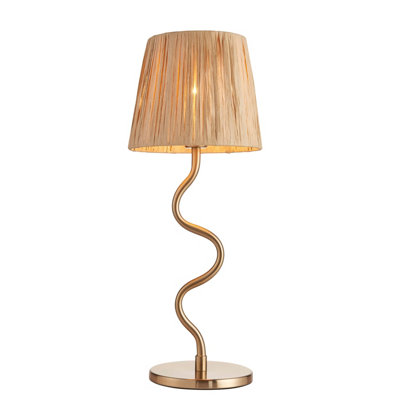 Loops Stylish Elegant Table Lamp With Raffia Shade And Brushed Brass Finish from B&Q