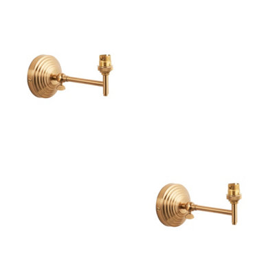 Loops Elegant 2 Pack Dimmable Wall Sconce With Adjustable Arm In Brushed Aged Brass Finish from B&Q