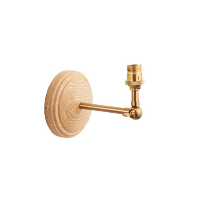 Loops Dimmable Ash Wood Wall Light With Brass FinishStylish Home Decor Sconce from B&Q