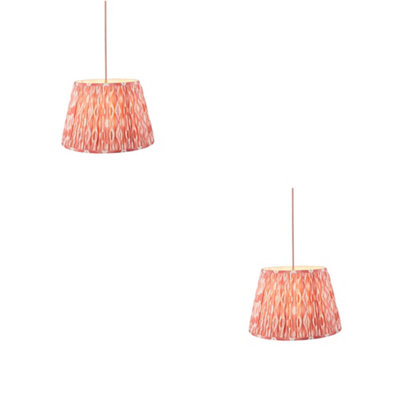 Loops Stylish 2 Pack Coral Pink Pendant Lights With Brushed Aged Brass Finish from B&Q