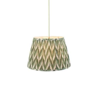 Loops Stylish Brushed Aged Brass Pendant Light With Cotswold Green Shade from B&Q