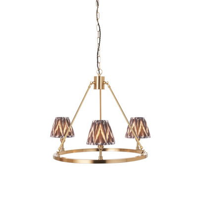 Loops Elegant Brushed Brass Pendant Light With Pearl Grey Shades For Stylish Home Interiors from B&Q