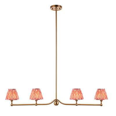 Loops Stylish Brushed Aged Brass Pendant Light With Coral Pink Shades For Dining Spaces from B&Q