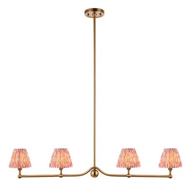 Loops Sophisticated Brushed Aged Brass Pendant Light With Coral Pink Shades from B&Q