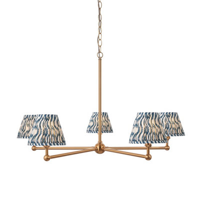 Loops Stylish Aged Brass And Marlin Blue Ceiling Pendant Light For Home Decor from B&Q