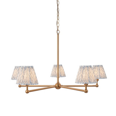 Loops Stylish Elegant Hanging Ceiling Pendant Light With Blue Fabric And Aged Brass Finish from B&Q