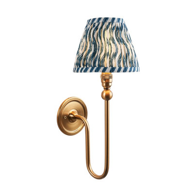 Loops Elegant Dimmable Wall Light In Brushed Aged Brass With Marlin Blue Shade For Modern Interiors from B&Q