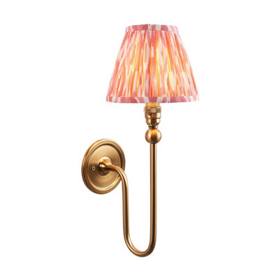 Loops Elegant Dimmable Wall Light With Coral Pink Shade And Brushed Aged Brass Finish from B&Q