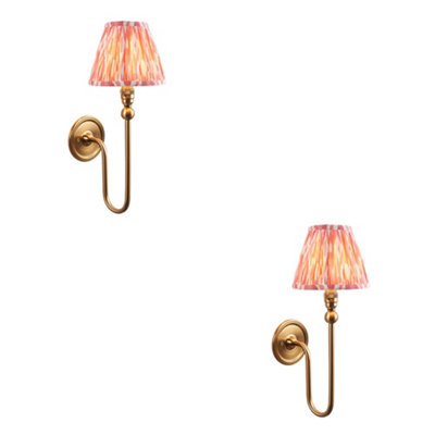 Loops Stylish 2 Pack Dimmable Wall Lights With Coral Pink Shades from B&Q