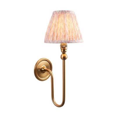 Loops Elegant Dimmable Wall Light In Brushed Aged Brass With Peachy Keen Fabric Shade For Stylish Interiors from B&Q