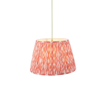 Loops Elegant Brushed Aged Brass Pendant Light With Coral Pink Shade from B&Q
